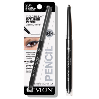 Picture of Revlon Pencil Eyeliner, ColorStay Eye Makeup with Built-in Sharpener, Waterproof, Smudgeproof, Longwearing with Ultra-Fine Tip, 204 Charcoal, 0.01 Oz