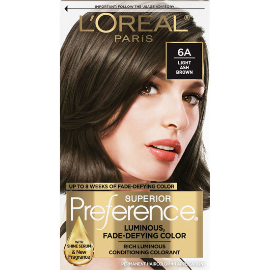 Picture of L'Oréal Paris Superior Preference Fade-Defying + Shine Permanent Hair Color, 6A Light Ash Brown, 1 kit Hair Dye