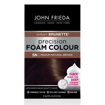 Picture of John Frieda Precision Foam Color, Medium Natural Brown 5N, Full-coverage Hair Color Kit, with Thick Foam for Deep Color Saturation