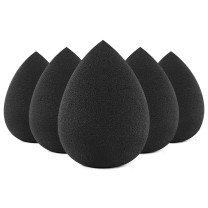 Picture of BEAKEY Makeup Sponge Set, 5 Pcs Foundation Blending Paw Paw Sponge, Beauty Sponges Flawless for Liquid, Cream, and Powder, Latex Free and Vegan Boun Boun Sponges, Makeup Sponges Black