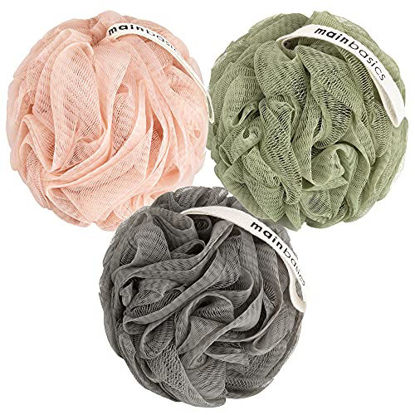 Picture of MainBasics Bath Shower Loofah Sponge Pouf Body Wash Scrubber (Set of 3) (Earthy Love)