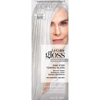 Picture of L’Oréal Paris Le Color Gloss One Step Toning Gloss, In-Shower Hair Toner with Deep Conditioning Treatment Formula for Gray Hair, Silver White, 1 Kit, 32.626 cubic_inches