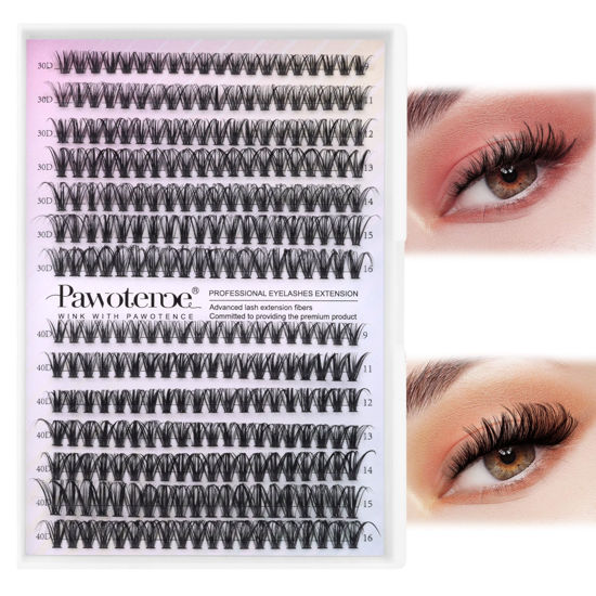 Picture of Lash Extension 280pcs Individual Lashes DIY Eyelash Extension Lash Clusters 30D 40D 9-16mm Mix D Curl Eyelash Clusters Extensions Self Application at Home (30D+40D-0.07D-9-16MIX)