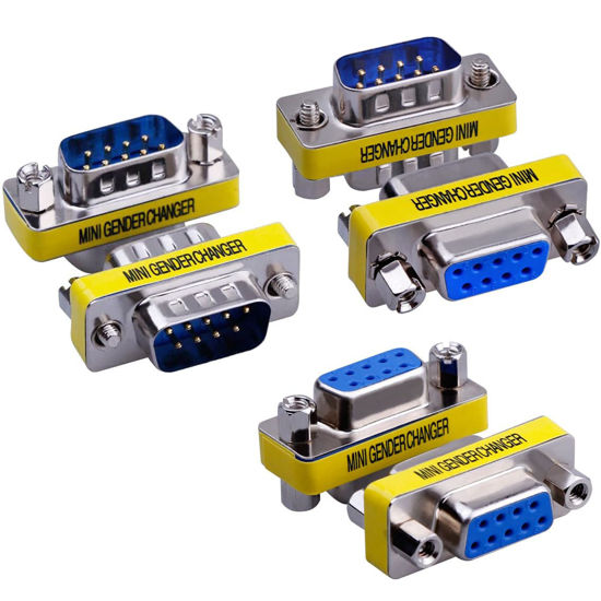 Picture of Warmstor 6-Pack 9Pin RS232 Serial Cable DB9 Male to Male/Female to Female Mini Gender Changer Adapter Coupler Connector