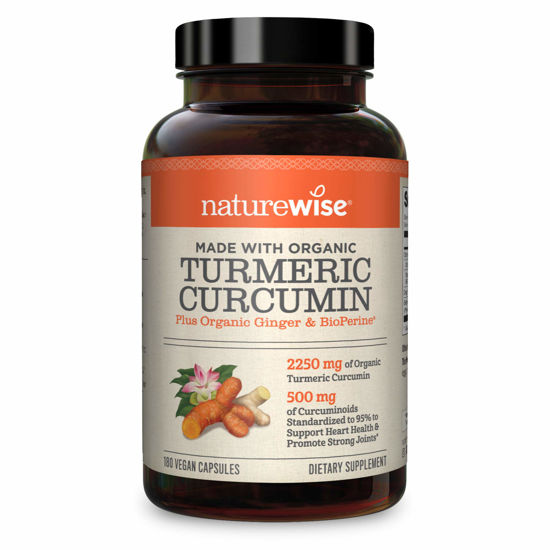 Picture of NatureWise Curcumin Turmeric 2250mg | 95% Curcuminoids & BioPerine Black Pepper Extract | Advanced Absorption for Joint Support [2 Month Supply - 180 Count]