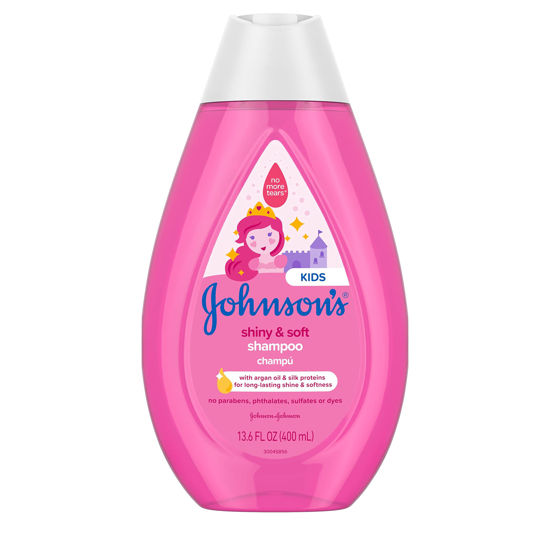 Picture of Johnson's Baby Shiny Soft TearFree Kids' Shampoo with Argan Oil Silk Proteins Paraben Sulfate DyeFree Formula Hypoallergenic Gentle for Toddler's Hair, 13.6 Fl Oz