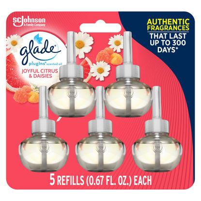 Picture of Glade PlugIns Refills Air Freshener, Scented and Essential Oils for Home and Bathroom, Joyful Citrus & Daisies, 3.35 Fl Oz, 5 Count