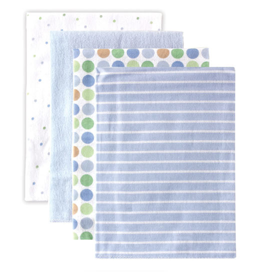 Picture of Luvable Friends Unisex Baby Cotton Flannel Receiving Blankets, Blue Stripes, One Size