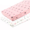 Picture of Stretchy Fitted Pack n Play Playard Sheet Set BROLEX 2 Pack Portable Mini Crib Sheets,Convertible Playard Mattress Cover,Ultra Soft Material,Pink & White Arrow Design