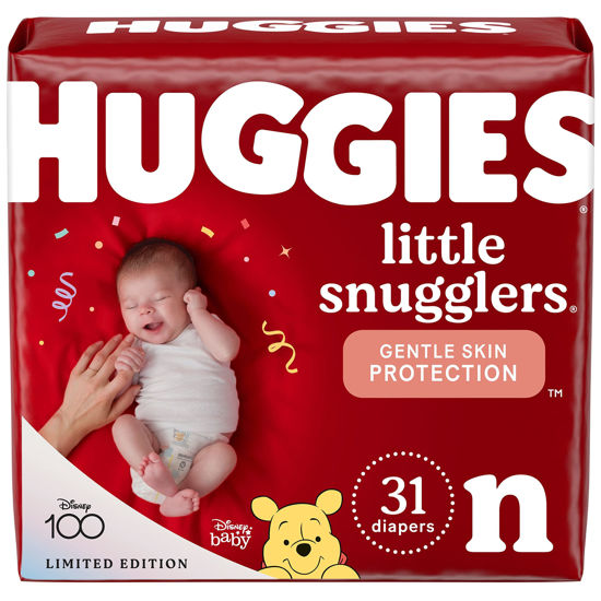 Picture of Huggies Little Snugglers Baby Diapers, Size Newborn (up to 10 lbs), 31 Ct, Newborn Diapers