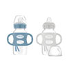 Picture of Dr. Brown’s® Milestones™ Wide-Neck Sippy Bottle with 100% Silicone Handles, Easy-Grip Bottle with Soft Sippy Spout, 9oz/270mL, BPA Free, Light-Blue & Gray, 6m+, 2 Count (Pack of 1)