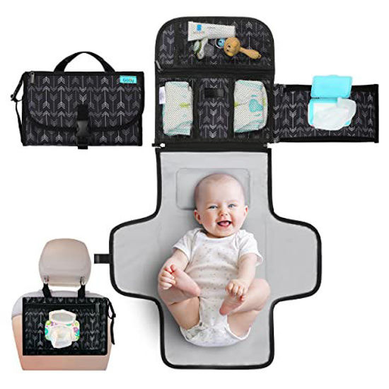 Picture of Kopi Baby Portable Diaper Changing Pad - Baby Changing Pad & Diaper Changer Travel Bag, Baby Changing Mat, Portable Changing Pad for Baby - Baby Changing Station, Infant Gift - Black Arrow