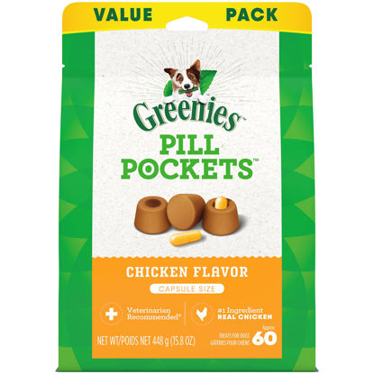 Picture of GREENIES PILL POCKETS Capsule Size Natural Dog Treats Chicken Flavor, 15.8 oz. Value Pack (60 Treats)