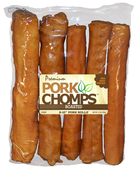 Picture of Pork Chomps Roasted Pork Skin Dog Chews, 8-inch Rolls, 5 Count