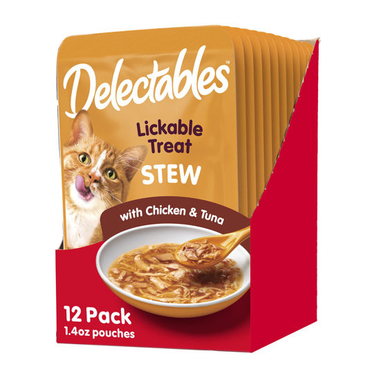 Picture of Hartz Delectables Stew Lickable Wet Cat Treats for Adult & Senior Cats, Chicken & Tuna, 1.4 Ounce (Pack of 12)