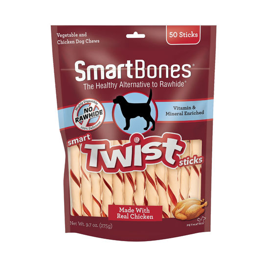 Picture of SmartBones Smart Twist Sticks, Rawhide Free Dog Chew Sticks, Made With Real Chicken, 50 Sticks