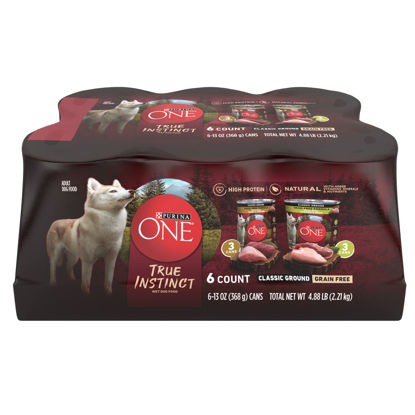 Picture of Purina ONE True Instinct Classic Ground Grain-Free Formulas With Real Turkey and Venison, and With Real Chicken and Duck High Protein Wet Dog Food Variety Pack