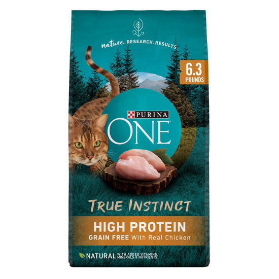 Picture of Purina ONE Natural, High Protein, Grain Free Dry Cat Food, True Instinct With Real Chicken - 6.3 lb. Bag