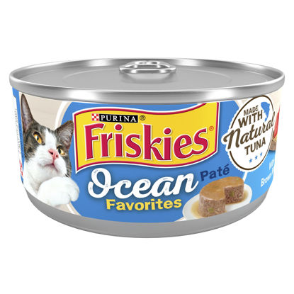 Picture of Friskies Purina Friskies Wet Cat Food Pate Ocean Favorites With Natural Tuna, Brown Rice and Peas - (24) 5.5 oz. Cans