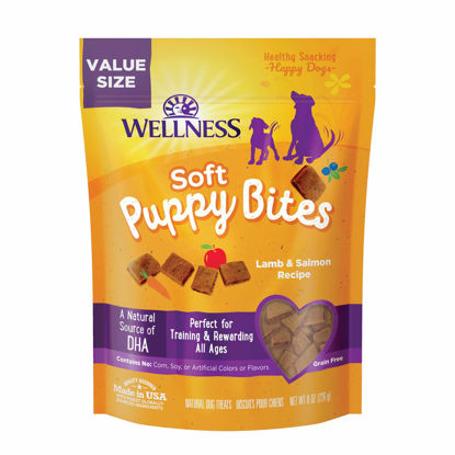 Picture of Wellness Soft Puppy Bites Natural Grain-Free Treats for Training, Dog Treats with Real Meat and DHA, No Artificial Flavors (Lamb & Salmon, 8-Ounce Bag)