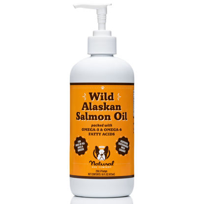 Picture of Natural Dog Company Pure Wild Alaskan Salmon Oil for Dogs (16oz) Skin & Coat Supplement for Dogs, Dog Oil for food with Essential Fatty Acids, Fish Oil Pump for Dogs, Salmon Oil for Puppies, Omega 3 Fish Oil for Dogs, Wild Fish Oil