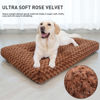 Picture of Washable Dog Bed Deluxe Plush Dog Crate Beds Fulffy Comfy Kennel Pad Anti-Slip Pet Sleeping Mat for Large, Jumbo, Medium, Small Dogs Breeds, 35" x 23", Brown