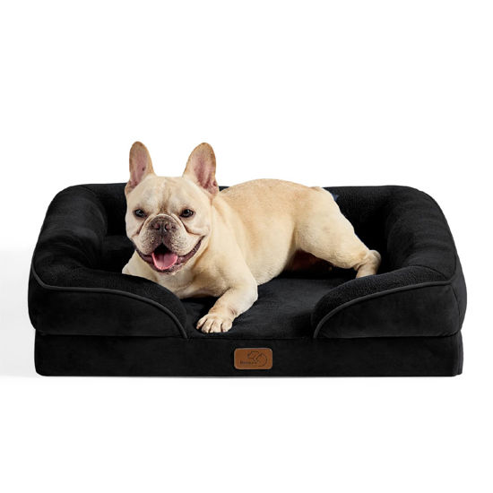 Picture of Bedsure Orthopedic Dog Bed for Medium Dogs - Waterproof Dog Bed Medium, Foam Sofa with Removable Washable Cover, Waterproof Lining and Nonskid Bottom Couch, Pet Bed, Black