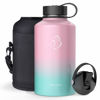 Picture of BUZIO Vacuum Insulated Stainless Steel Water Bottle 64oz (Cold for 48 Hrs/Hot for 24 Hrs) BPA Free Double Wall Travel Mug/Flask for Outdoor Sports Hiking, Cycling, Cam,Camping, Running, Bubble Gum