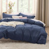 Picture of Bedsure Navy Duvet Cover King Size - Washed Duvet Cover, Soft King Duvet Cover Set 3 Pieces with Zipper Closure, 1 Duvet Cover 104x90 inches and 2 Pillow Shams