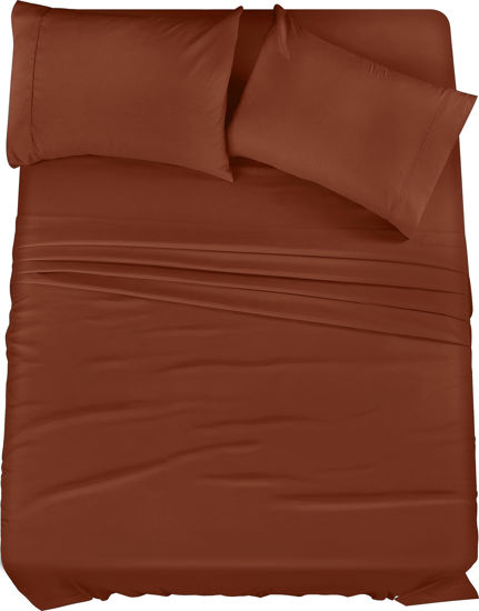 Picture of Utopia Bedding Queen Bed Sheets Set - 4 Piece Bedding - Brushed Microfiber - Shrinkage and Fade Resistant - Easy Care (Queen, Terracotta Orange)