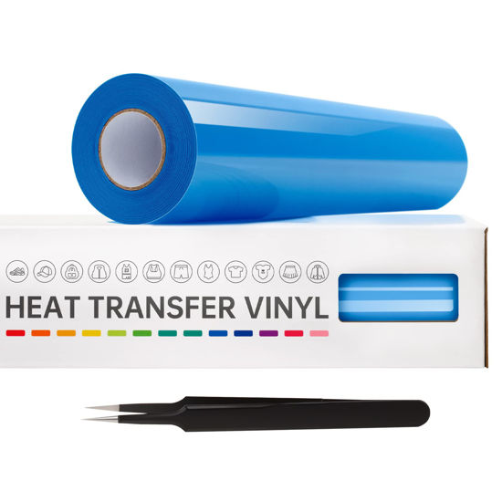 Picture of VinylRus Heat Transfer Vinyl-12” x 20ft Sky Blue Iron on Vinyl Roll for Shirts, HTV Vinyl for Silhouette Cameo, Cricut, Easy to Cut & Weed