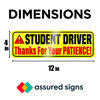 Picture of Student Driver Car Magnet Sticker Signs - Essential Magnetic New Driver Sign for Bumper - 3 Pack, 12 by 4" - Remind Others to Please Be Patient - Bright & Reflective Road Safety Sign for Rookies