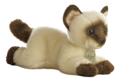 Picture of Aurora® Adorable Miyoni® Siamese Cat Stuffed Animal - Lifelike Detail - Cherished Companionship - Brown 8 Inches