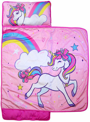 Picture of Jay Franco Nickelodeon JoJo Siwa Stars and Rainbows Nap Mat - Built-in Pillow and Blanket - Super Soft Microfiber Kids'/Toddler/Children's Bedding, Ages 3-5