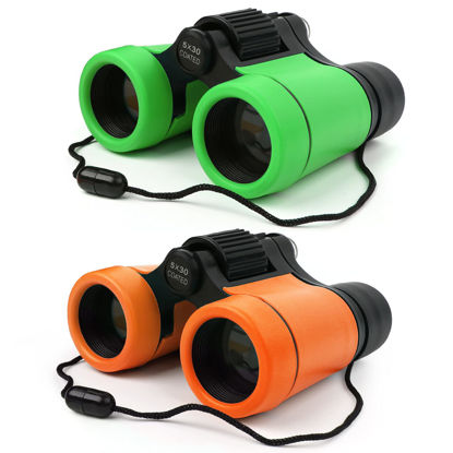 Picture of Kids Binoculars Shock Proof Toy Binoculars Set for Age 3-12 Years Old Boys Girls Bird Watching Educational Learning Hunting Hiking Birthday Presents