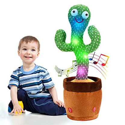 Picture of Dancing Cactus Talking Cactus Baby Toys 6 to 12 Months, Singing Dancing Cactus Mimicking Toy Repeats What You Say & Recording with 120 English Songs and Lighting for Boys and Girls Toys