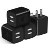 Picture of X-EDITION USB Wall Charger, 4-Pack 2.1A Dual Port USB Cube Power Adapter Wall Charger Plug Charging Block Compatible with iPhone 13 12 11 XS XR X 8 7 6S 6 Plus SE, Pad, Samsung, Android Phone (Black)