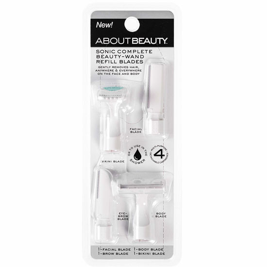 Picture of About Beauty Sonic Complete Beauty-Wand Refill Blades for Exfoliating, 4 Pack - Includes Facial Blade, Bikini Blade, Brow Blade & Body Blade