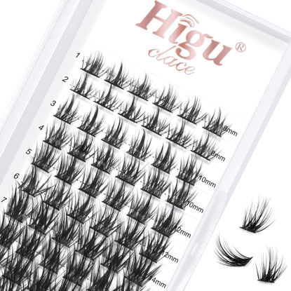 Picture of Lash Clusters DIY Eyelash Extensions 72 Pcs Cluster Eyelash Extensions 8-16mm Cluster Lashes D Curl Lash Clusters Thin Stem Eyelash Clusters Reusable Makeup for Self-application (Sparkle D 8-16mm)