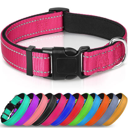 Picture of Joytale Reflective Dog Collar,Soft Neoprene Padded Breathable Nylon Pet Collar Adjustable for Puppy and Small Dogs,Hotpink,XS