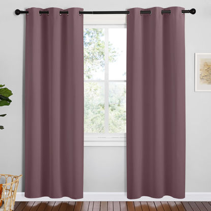 Picture of NICETOWN Dry Rose Room Darkening Curtains for Kitchen, Set of 2, 42 inches Wide by 78 inches Long, Window Treatment Thermal Insulated Solid Grommet Room Darkening Curtains/Drapes for Bedroom