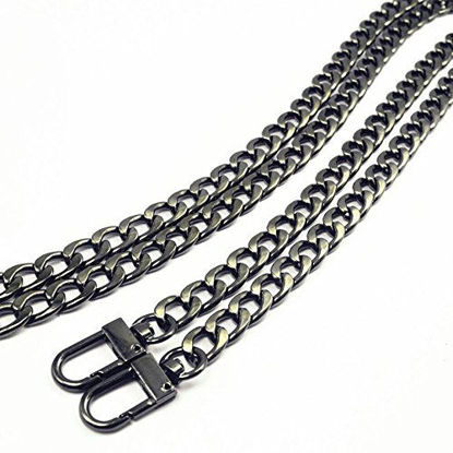 Picture of WEICHUAN 47" DIY Iron Flat Chain Strap Handbag Chains Accessories Purse Straps Shoulder Cross Body Replacement Straps, with Metal Buckles (Gun-Black)