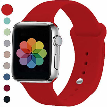 Picture of UPOLS Compatible with Apple Watch Band 38mm 42mm 40mm 44mm Sport Band, Silicone Sport Strap Replacement Bands Compatible for iWatch Series 5/4/3/2/1 S/M M/L