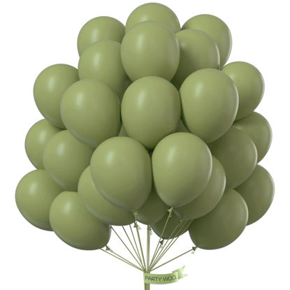Picture of PartyWoo Retro Green Balloons, 50 pcs 12 Inch Sage Green Balloons, Green Balloons for Balloon Garland Arch as Party Decorations, Birthday Decorations, Wedding Decorations, Baby Shower Decorations