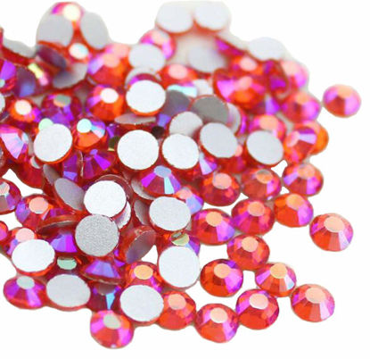 Picture of Jollin Glue Fix Crystal Flatback Rhinestones Glass Diamantes Gems for Nail Art Crafts Decorations Clothes Shoes(ss8 2880pcs, Red AB)