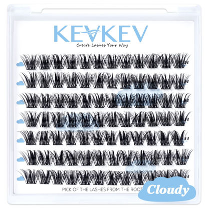 Picture of Lash Clusters 84 Pcs Cluster Lashes Eyelash Clusters DIY Cluster Eyelash Extensions Individual Lashes Thin Band & Soft(Cloudy,D-12mm)