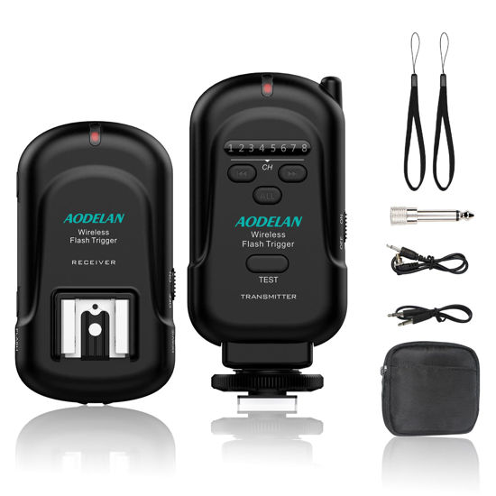 Picture of AODELAN Wireless Flash Trigger Transmitter and Receiver 2.4 GHz Frequency for Canon, Nikon, Olympus, Panasonic, Pentax, Fuji, Samsung,Sony(Except Sony Flashes)