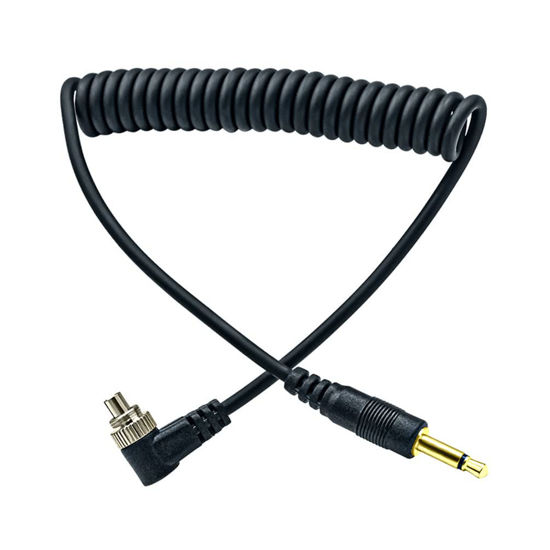 Picture of 3.5mm Plug to Male Flash PC Sync Cord Cable 12" 12 inch for Studio Photography Coiled Cable