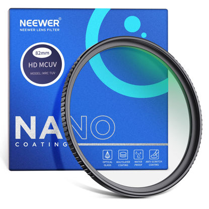 Picture of NEEWER 82mmm UV Filter， Ultra Slim UV Protection 82mm Camera Lens Filter with 9H High Hardness Tempered HD Optical Glass/Aluminum Alloy Frame/30 Layers Nano Coated/Water Repellent/Scratch Resistant