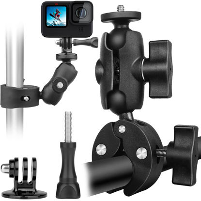 Picture of Super Clamp Camera Mount 1/4”-20 Ball Head 360°Double Socket Arm Compatible with GoPro DJI Action Camera Monitor/LED Lights/Ronin/Freefly MOVI